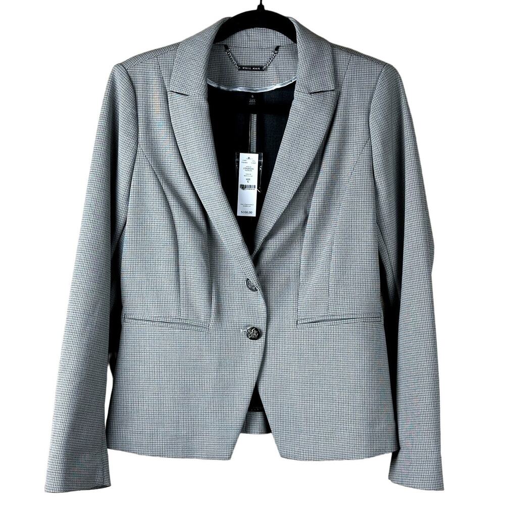 White House Black Market NWT Plaid Blazer Women Size 6 Career Office Business